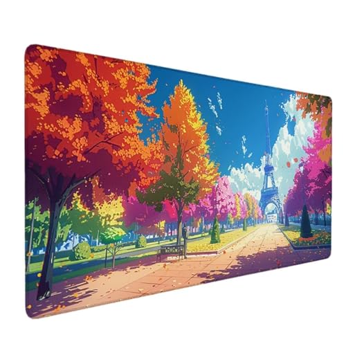 Gaming Mauspad - 60 x 30cm - Mouse Pad mit Vernähte Kanten - Rutschfester Mousepad mit Einer speziellen Oberfläche verbessert Geschwindigkeit und Präzision - (Gelb Landschaft) - Ergonomisches 3-5P von Zgcoyeo