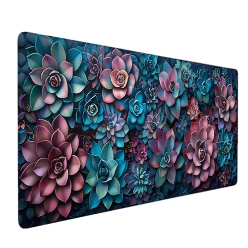 Gaming Mauspad - 60 x 30cm - Mouse Pad mit Vernähte Kanten - Rutschfester Mousepad mit einer speziellen Oberfläche verbessert Geschwindigkeit und Präzision - (Rosa Blume)Ergonomisches Mauspad XXL 9-C7 von Zgcoyeo