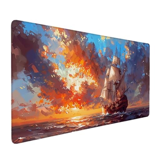 Gaming Mauspad - 60x30cm - Mouse Pad mit Vernähte Kanten - Rutschfester Mousepad mit Einer speziellen Oberfläche verbessert Geschwindigkeit und Präzision - (Orange Sonnenuntergang) Ergonomisches Q-DW von Zgcoyeo