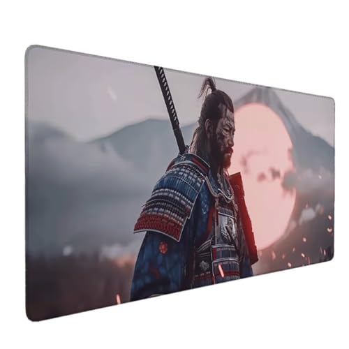 Gaming Mauspad - 90x40cm - Mouse Pad mit Vernähte Kanten - Rutschfester Mousepad mit einer speziellen Oberfläche verbessert Geschwindigkeit und Präzision - (Blau Krieger)Ergonomisches Mauspad XXL C-BW von Zgcoyeo