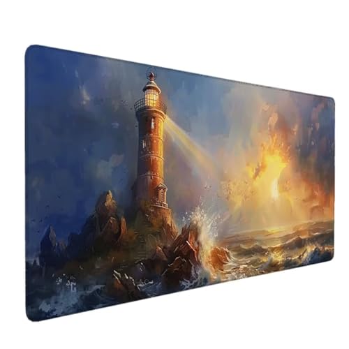 Gaming Mauspad XXL - Großes Mousepad 60x30cm - rutschfeste Schreibtischunterlage für Gaming und Büro - Fransenfreie Ränder - Präzises und Langlebiges Maxlvl Large Mouse Pad (Gelb Ozean) Groß XXL 2-AR von Zgcoyeo