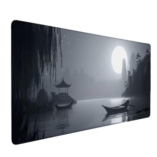 Gaming Mauspad XXL - Großes Mousepad 60x30cm - rutschfeste Schreibtischunterlage für Gaming und Büro - Fransenfreie Ränder - Präzises und Langlebiges Maxlvl Large Mouse Pad (Grau Mond)Mauspad XXL S-X1 von Zgcoyeo