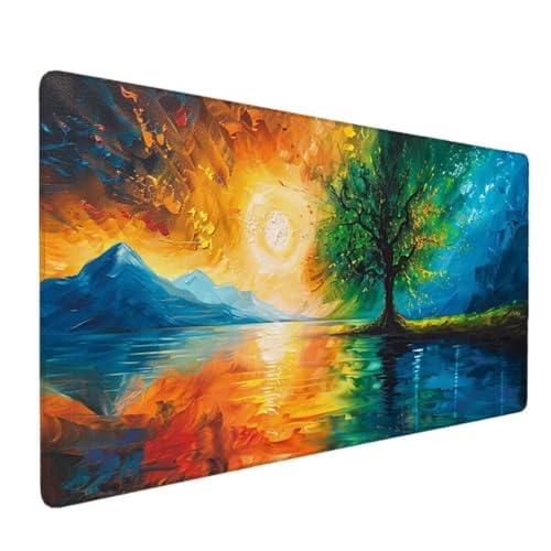 Gaming Mauspad XXL - Großes Mousepad 90x40cm - rutschfeste Schreibtischunterlage für Gaming und Büro - Fransenfreie Ränder - Präzises und Langlebiges Maxlvl Large Mouse Pad (Gelb Sonne) Groß XXL 1-87 von Zgcoyeo