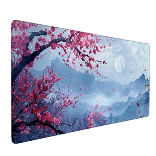 Mauspad Groß XXL – 100 x 50cm Gaming Mousepad – rutschfest und Wasserdicht – Nahtlose Kanten Mouse Pad verbessert Geschwindigkeit und Präzision, Mausmatte für PC, Büro, Laptop – (Rosa Landschaft) 2-R6 von Zgcoyeo