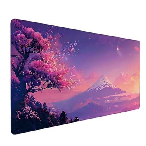 Mauspad XXL – 70 x 30cm Gaming Mousepad – rutschfest und Wasserdicht – Nahtlose Kanten Mouse Pad verbessert Geschwindigkeit und Präzision, Mausmatte für PC, Büro, Laptop, Computer (Rosa Berg Fuji)1-FR von Zgcoyeo