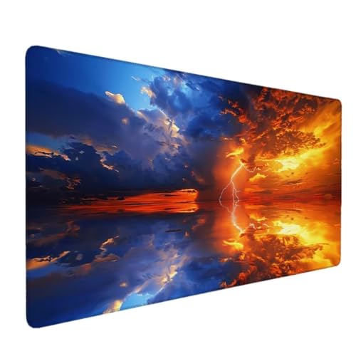 Mouse Pad, Computer-Mauspad mit Anti-Rutsch-Gummiboden, Leichtes Gleiten, Spritzwassergeschützt, Langlebige Materialien, Tragbar, Frisches, Modernes Design 120x60cm (Gelb Sonnenuntergang)Groß XXL V-46 von Zgcoyeo