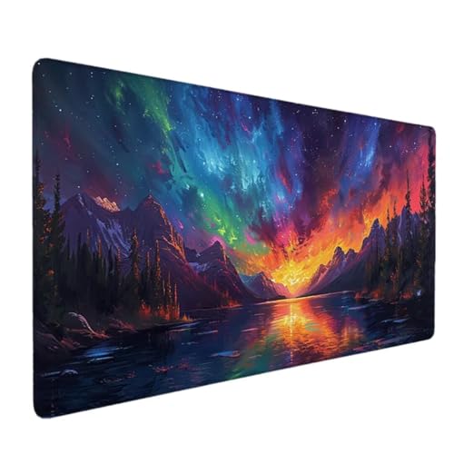 Mouse Pad, Computer-Mauspad mit Anti-Rutsch-Gummiboden, Leichtes Gleiten, Spritzwassergeschützt, Langlebige Materialien, Tragbar, Frisches, Modernes Design 120x60cm (Rosa Landschaft)Ergonomisches 0-J5 von Zgcoyeo