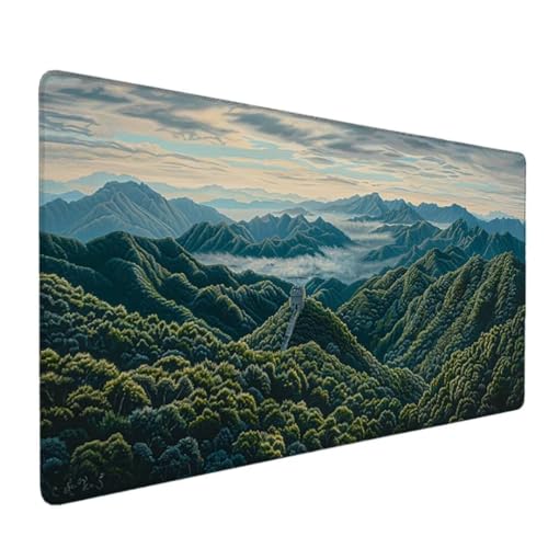 Mouse Pad, Computer-Mauspad mit Anti-Rutsch-Gummiboden, Leichtes Gleiten, Spritzwassergeschützt, Langlebige Materialien, Tragbar, Frisches, modernes Design - 120x60cm (GrüN Baum) - Ergonomisches 1-2V von Zgcoyeo