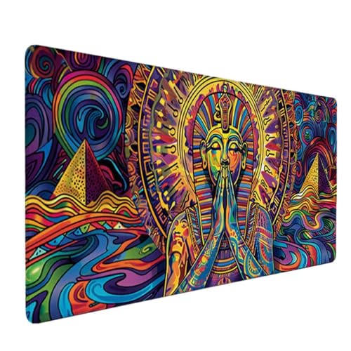 Mouse Pad, Computer-Mauspad mit Anti-Rutsch-Gummiboden, Leichtes Gleiten, Spritzwassergeschützt, Langlebige Materialien, Tragbar, Frisches, modernes Design - 120x60cm (äGypten äGyptischer Pharao) 0-6I von Zgcoyeo