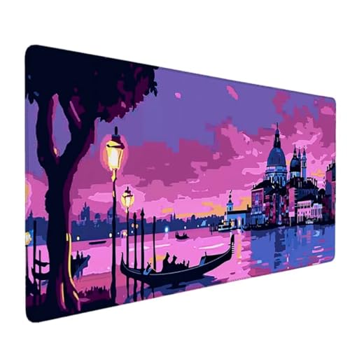 Mouse Pad-Mauspad mit Anti-Rutsch-Gummiboden, Leichtes Gleiten, Spritzwassergeschützt, Langlebige Materialien, Tragbar, Frisches, modernes Design - 120x60cm (Lila Himmel)Ergonomisches Mauspad XXL V-GJ von Zgcoyeo