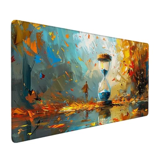 Mouse Pad-Mauspad mit Anti-Rutsch-Gummiboden, Leichtes Gleiten, Spritzwassergeschützt, Langlebige Materialien, Tragbar, Frisches, modernes Design - 120x60cm (Orange Herbst) Ergonomisches Mauspad 2-2A von Zgcoyeo