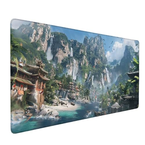 Übergröße Mauspad Gaming 120 x 60cm Mousepad XXL mit Motiv Tischunterlage Large Size - verbessert Präzision und Geschwindigkeit XXL z.B. für Maus und Tastatur (Fallen Landschaft) Ergonomisches Z-5U von Zgcoyeo