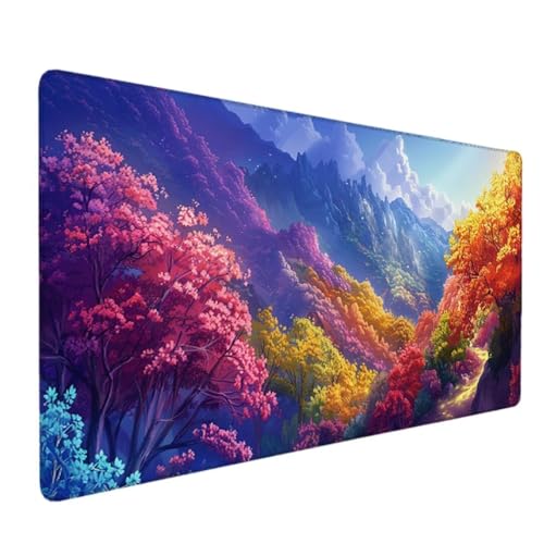 Übergröße Mauspad Gaming 120 x 60cm XXXL Mousepad groß mit Motiv Tischunterlage Large Size - verbessert Präzision und Geschwindigkeit XXL z.B. für Maus und Tastatur (Gelb Herbst) - Ergonomisches H-SV von Zgcoyeo