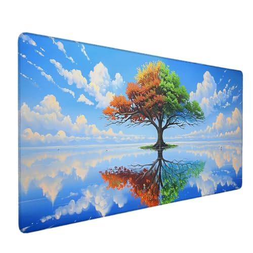 XXL Speed Gaming Mauspad 120 x 60cm - XXL Mousepad - Tischunterlage Large Size - verbessert Präzision und Geschwindigkeit Schreibtischunterlage Für Home Office (Blau Baum) - Ergonomisches XXL K-GB von Zgcoyeo