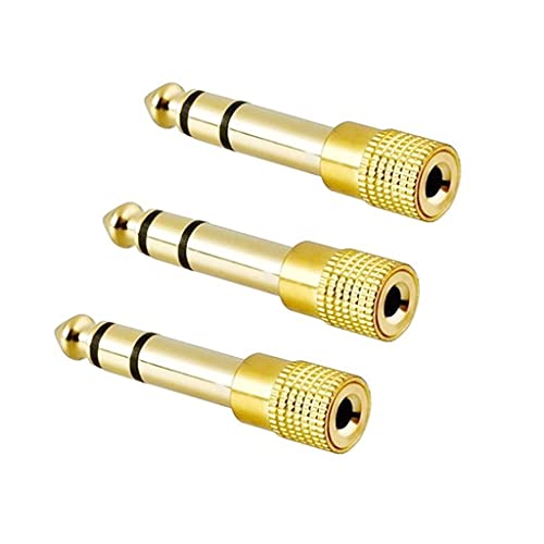 Zgehnao Adapter 6,35 mm Stecker auf 3,5 mm Buchse, Verstärker-Mixer-Anschluss, Kopfhörer, Stereo-Konverter-Stecker, 3 Stück von Zgehnao