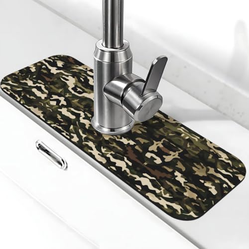 Camo Wasserhahn-Saugnapf, saugfähige Abtropfmatte, Thekenschutz für Spülbecken, Kaffeebar von ZhanGM