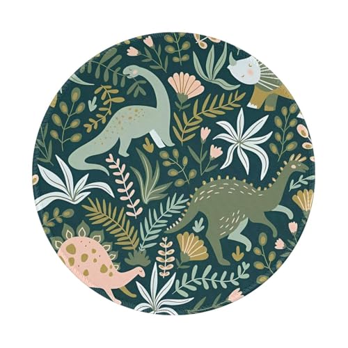 ZhaoYuGoods Rundes Mauspad mit niedlichem Dinosaurier-Druck, personalisiertes Mauspad für Heimbüro, rutschfeste Gummiunterseite, kleine Matte für verbesserte Präzision und Komfort, 20 cm x 20 cm, von ZhaoYuGoods