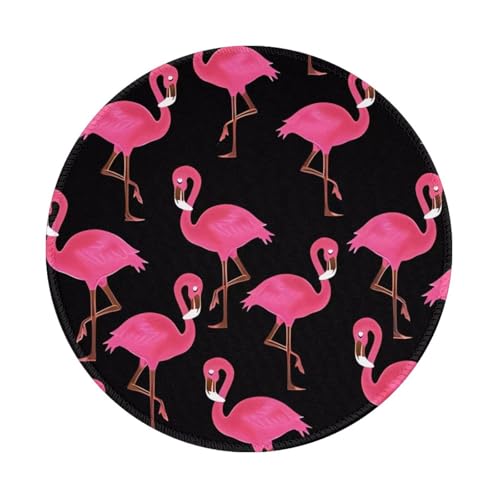 ZhaoYuGoods Rundes Mauspad mit schönem rosa Flamingodruck, personalisiertes Mauspad für Heimbüro, rutschfeste Gummiunterseite, kleine Matte für verbesserte Präzision und Komfort, 20 cm x 20 cm, von ZhaoYuGoods