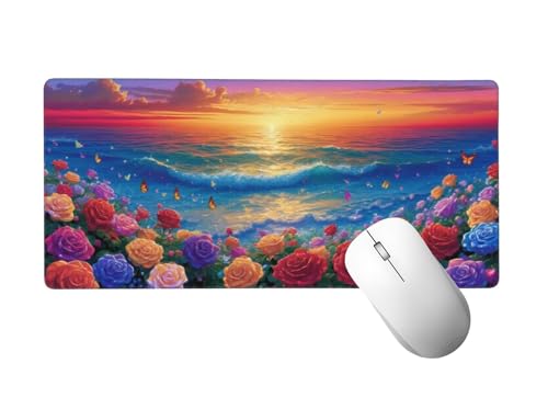 Farbe Mauspad XXL 1000 x 500 mm, Mousepad Rose Mauspad Gaming mit Genähten Kanten, rutschfeste Gummibasis Mouse Pad, für PC, Laptop Verbessert Präzision und Geschwindigkeit, Gaming Zubehör H-118 von Zhlpjecc