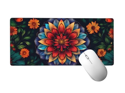 Farbe Mauspad XXL 1400 x 600 mm, Mousepad Mandala Mauspad Gaming mit Genähten Kanten, rutschfeste Gummibasis Mouse Pad, für PC, Laptop Verbessert Präzision und Geschwindigkeit, Gaming Zubehör H-122 von Zhlpjecc