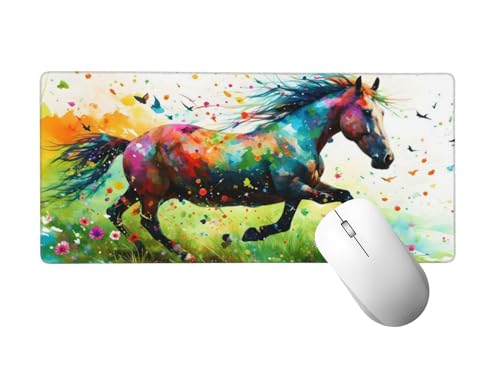 Farbe Mauspad XXL 1400 x 600 mm, Mousepad Pferd Mauspad Gaming mit Genähten Kanten, rutschfeste Gummibasis Mouse Pad, für PC, Laptop Verbessert Präzision und Geschwindigkeit, Gaming Zubehör H-127 von Zhlpjecc