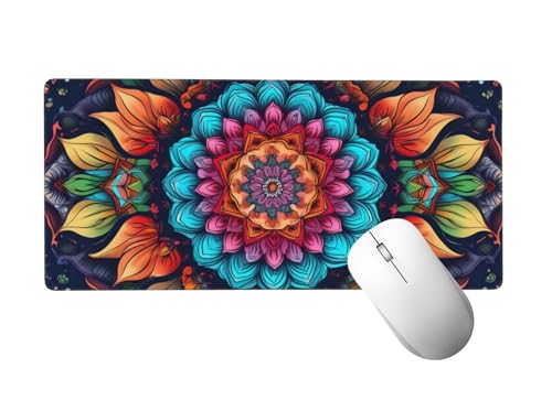 Gaming Mauspad XXL 1200 x 600 mm, Mauspad Farbe Mousepad XXL 120x60 cm Schreibtischunterlage Groß Size, mit Genähten Kanten Mouse Pad Mandala Mauspad für Spiele, Home Office Deko Geschenke H-120 von Zhlpjecc