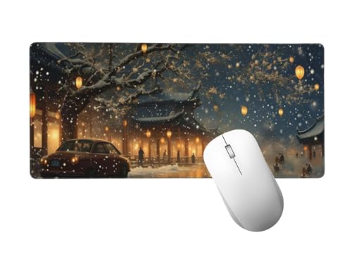 Gaming Mauspad XXL 700 x 300 mm, Mauspad Garten Mousepad XXL 70x30 cm Schreibtischunterlage Groß Size, mit Genähten Kanten Mouse Pad Straßenansicht Mauspad für Spiele, Home Office Deko Geschenke H-266 von Zhlpjecc