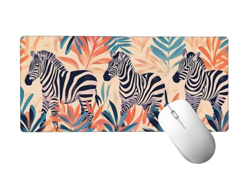 Gaming Mauspad XXL 900 x 400 mm, Mauspad Zebra Mousepad XXL 90x40 cm Schreibtischunterlage Groß Size, mit Genähten Kanten Mouse Pad Tier Mauspad für Spiele, Home Office Deko Geschenke für Frauen H-175 von Zhlpjecc