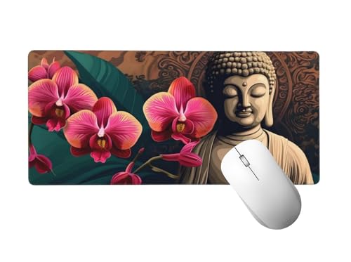 Zen Mauspad XXL 1400 x 600 mm, Mousepad Blume Mauspad Gaming mit Genähten Kanten, rutschfeste Gummibasis Mouse Pad, für PC, Laptop Verbessert Präzision und Geschwindigkeit, Gaming Zubehör H-67 von Zhlpjecc