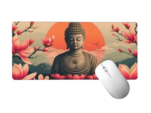 Zen Mauspad XXL 1400 x 600 mm, Mousepad Blume Mauspad Gaming mit Genähten Kanten, rutschfeste Gummibasis Mouse Pad, für PC, Laptop Verbessert Präzision und Geschwindigkeit, Gaming Zubehör H-68 von Zhlpjecc