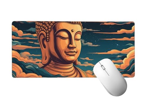 Zen Mauspad XXL 1400 x 600 mm, Mousepad Statue Mauspad Gaming mit Genähten Kanten, rutschfeste Gummibasis Mouse Pad, für PC, Laptop Verbessert Präzision und Geschwindigkeit, Gaming Zubehör H-71 von Zhlpjecc