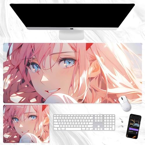 Darling in The Franxx Mauspad, Gaming-Mauspad, groß, rutschfeste Gummiunterseite, Mauspad, Anime-Mauspad für Zuhause, Büro, PC, Desktop (900 x 400 mm) von Zhongkaihua