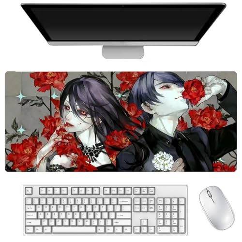 Zhongkaihua Kaneki Ken Anime Mauspad mit aufgedrucktem Muster, groß, 400 x 900 mm, rutschfestes Gummi-Mauspad für Desktop, Computer, Laptop, Büro von Zhongkaihua