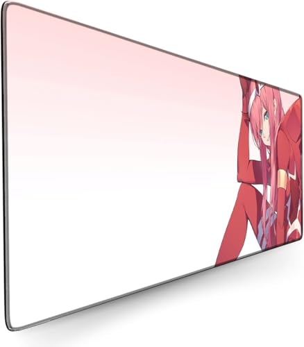 Japan Anime Zero Two 02 Gaming Mouse Pad, Darling in The Franxx, 3mm Thick Extended Mouse Pad with Stitched Edges, Non-Slip Rubber Base, Office and Home, 90 x 40 x 0.3 cm ﻿ von Zhrupen