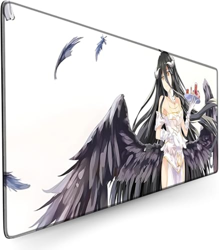 Overlord Albedo Japanese Anime Gaming Mouse Pad with Stitched Edges, 3mm Thick Extended Mouse Pad, Non-Slip Rubber Base, Desk Mat for PC Gamer, Office and Home, 90 x 40 x 0.3 cm ﻿ von Zhrupen