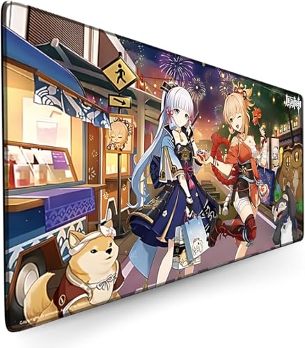 Zhrupen Gaming Mouse Pad Genshin Impact Gaming Desk Mat Keyboard Mat Large Mouse Pads Rubber Mouse Pads (900x400mm) von Zhrupen