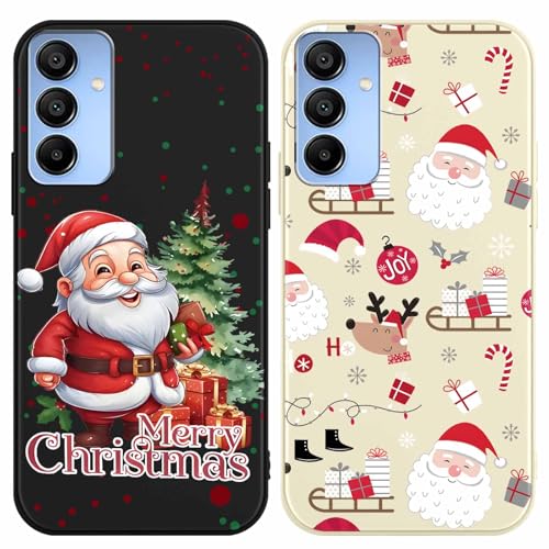 ZhuoFan 2 Stück für Samsung Galaxy A15 5G / A15 (4G) Hülle, Weihnachten Handyhülle Christmas Case mit Weihnachtsmann Aesthetic Muster für Weihnachts Mädchen Girls, Ultra Dünn Weich Silikon Schutzhülle von ZhuoFan