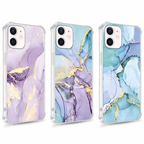 ZhuoFan 3 Stück Handyhülle für iPhone 15 hülle 6,1", Aesthetic Muster Marmor Design Transparent mit KameraSchutz und BildschirmSchutz, Dünne PC+TPU Silikon Bumper Stoßfestes Schutzhülle, 11 von ZhuoFan