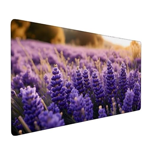 Mauspad Anlage, GroßEs Mauspad 900x400x3mm XXL Mauspad Gaming Lavendel, Mouse Pad Mit VernäHte Kanten, Schreibtischunterlage, Rutschfeste Gummibasis, Verbessert PräZision Und Geschwindigkeit XZ-25 von Zhynfiie