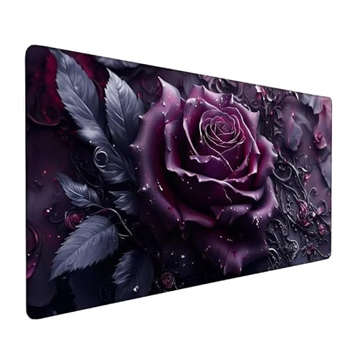 Mauspad Anlage,GroßEs Mauspad 700x400x3mm XXL Mauspad Gaming Blume,Mouse Pad Mit VernäHte Kanten,Schreibtischunterlage,Rutschfeste Gummibasis,Verbessert PräZision Und Geschwindigkeit,FüR Office XZ-19 von Zhynfiie