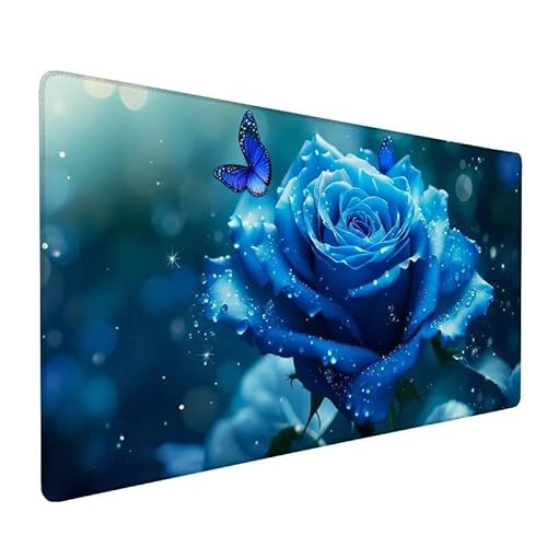 Mauspad Blume,GroßEs Mauspad 800x400x3mm XXL Mauspad Gaming Schmetterling,Mouse Pad Mit VernäHte Kanten,Schreibtischunterlage,Rutschfeste,Verbessert PräZision Und Geschwindigkeit,FüR Office XZ-107 von Zhynfiie