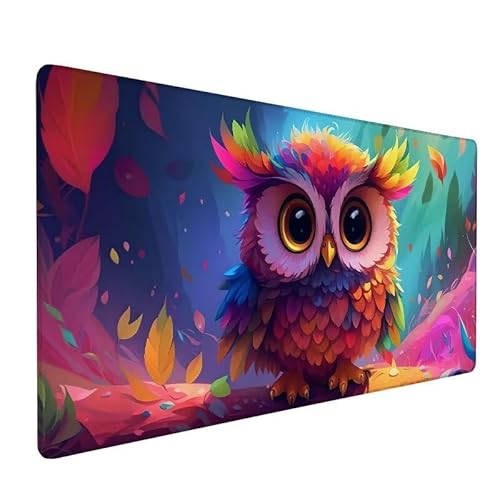 Mauspad Farbe,GroßEs Mauspad 800x400x3mm XXL Mauspad Gaming Eule,Mouse Pad Mit VernäHte Kanten,Schreibtischunterlage,Rutschfeste Gummibasis,Verbessert PräZision Und Geschwindigkeit,FüR Office XZ-67 von Zhynfiie