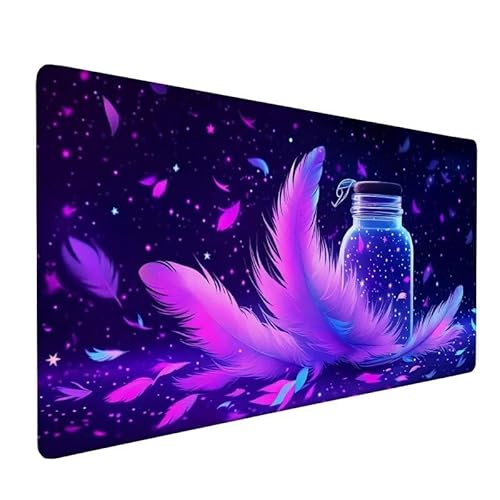 Mauspad Feder, GroßEs Mauspad 1500x800x3mm XXL Mauspad Gaming Flasche, Mouse Pad Mit VernäHte Kanten, Schreibtischunterlage, Rutschfeste Gummibasis, Verbessert PräZision Und Geschwindigkeit XZ-419 von Zhynfiie