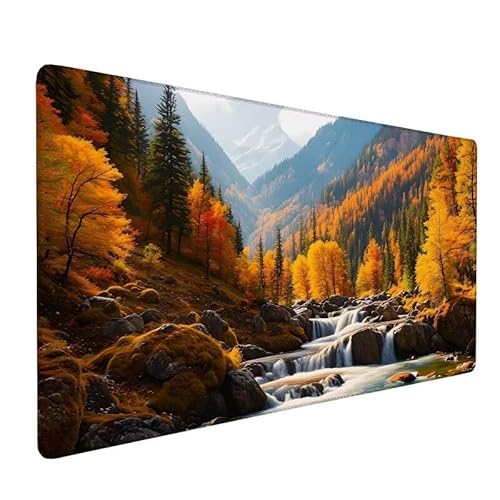 Mauspad Gelb,GroßEs Mauspad 900x400x3mm XXL Mauspad Gaming Baum,Mouse Pad Mit VernäHte Kanten,Schreibtischunterlage,Rutschfeste Gummibasis,Verbessert PräZision Und Geschwindigkeit,FüR Office XZ-555 von Zhynfiie