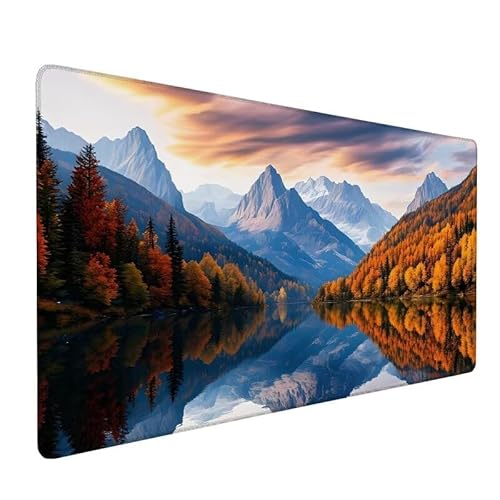 Mauspad Landschaft, GroßEs Mauspad 1000x500x3mm XXL Mauspad Gaming See, Mouse Pad Mit VernäHte Kanten, Schreibtischunterlage, Rutschfeste Gummibasis, Verbessert PräZision Und Geschwindigkeit XZ-85 von Zhynfiie