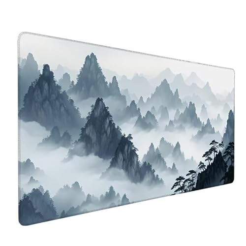 Mauspad Landschaft, XXL Mauspad 800x400x3mm, Mauspad Gaming Berge und Flüsse, Large Size Schreibtisch Unterlage, Wasserdicht Mouse Pad, GenäHte Kanten, Improved Precision And Speed, FüR Office XZ-890 von Zhynfiie