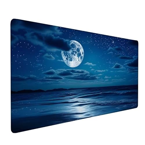 Mauspad Mond,GroßEs Mauspad 1200x600x3mm XXL Mauspad Gaming Meer,Mouse Pad Mit VernäHte Kanten,Schreibtischunterlage,Rutschfeste Gummibasis,Verbessert PräZision Und Geschwindigkeit,FüR Office XZ-101 von Zhynfiie