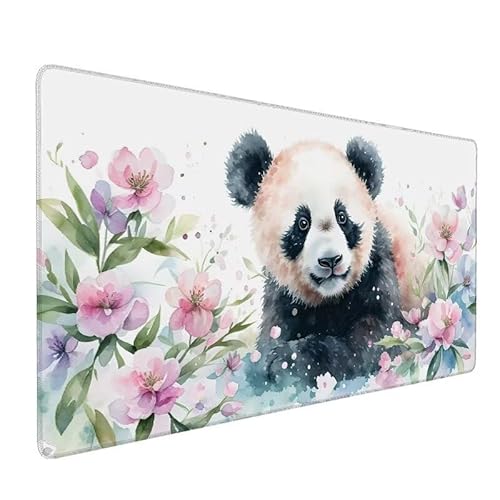 Mauspad Panda,XXL Mauspad 700x400x3mm,Mauspad Gaming Blume,Large Size Schreibtisch Unterlage,Wasserdicht Mouse Pad,GenäHte Kanten,rutschfest,Improved Precision and Speed,FüR Office Geschenk XZ-498 von Zhynfiie