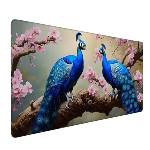 Mauspad Pfau Mauspad XXL 800x300x3mm,Mauspad Gaming Feder,Large Size Schreibtisch Unterlage,Wasserdicht Rutschfest Mousepad,GenäHte Kanten,Improved Precision And Speed für Büro Männer Geschenke XZ-772 von Zhynfiie