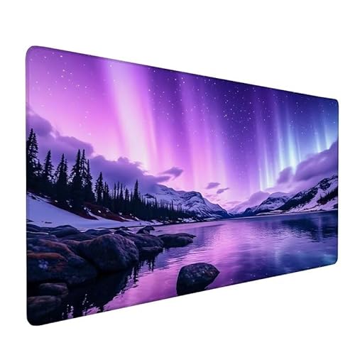 Mauspad Polarlicht,GroßEs Mauspad 1000x500x3mm XXL Mauspad Gaming See,Mouse Pad Mit VernäHte Kanten,Schreibtischunterlage,rutschfeste,Verbessert PräZision Und Geschwindigkeit,FüR Home Office XZ-201 von Zhynfiie